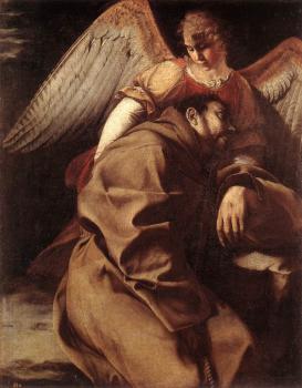 Orazio Gentileschi : St Francis Supported by an Angel